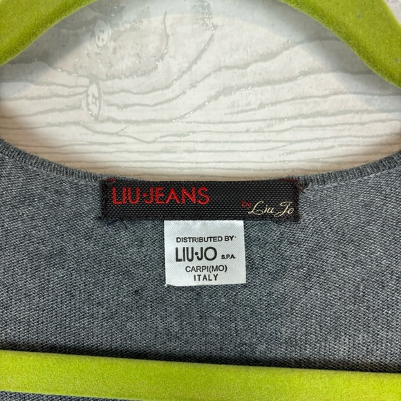 LIN JEANS LIU JO GRAY LONG SLEEVE TOP CARDIGAN ITALY SIZE SMALL SWEATER SILK - Picture 2 of 10
